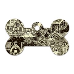 Four-hand-drawn-city-patterns Dog Tag Bone (two Sides) by uniart180623