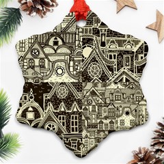 Four-hand-drawn-city-patterns Snowflake Ornament (two Sides) by uniart180623