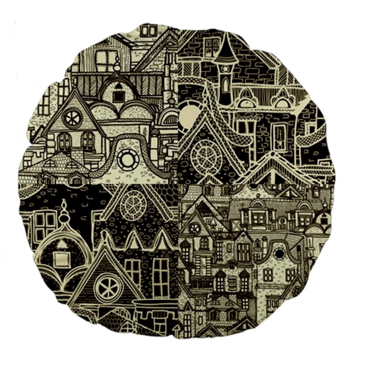 Four-hand-drawn-city-patterns Large 18  Premium Round Cushions