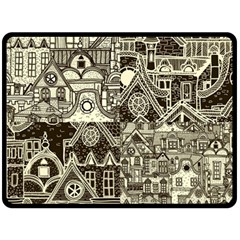 Four-hand-drawn-city-patterns Two Sides Fleece Blanket (large) by uniart180623