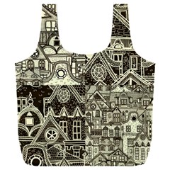 Four-hand-drawn-city-patterns Full Print Recycle Bag (xxl) by uniart180623