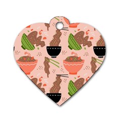 Japanese Street Food  Soba Noodle In Bowls Dog Tag Heart (two Sides) by uniart180623