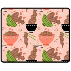 Japanese Street Food  Soba Noodle In Bowls Fleece Blanket (medium) by uniart180623