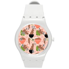 Japanese Street Food  Soba Noodle In Bowls Round Plastic Sport Watch (m) by uniart180623