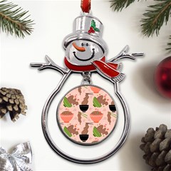 Japanese Street Food  Soba Noodle In Bowls Metal Snowman Ornament