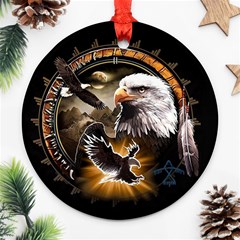 Eagle Dreamcatcher Art Bird Native American Ornament (round) by uniart180623