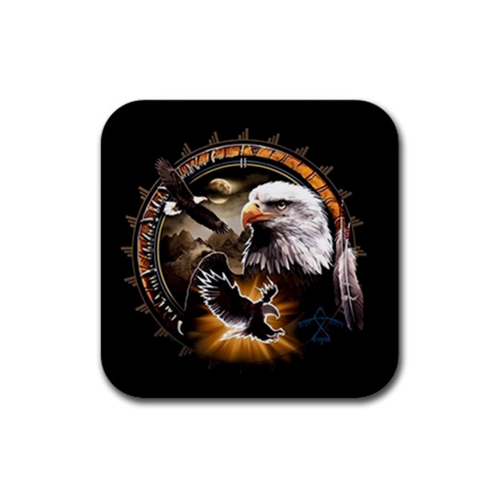 Eagle Dreamcatcher Art Bird Native American Rubber Square Coaster (4 pack)