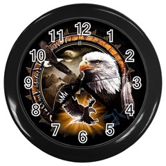 Eagle Dreamcatcher Art Bird Native American Wall Clock (black) by uniart180623