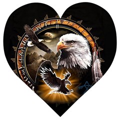 Eagle Dreamcatcher Art Bird Native American Wooden Puzzle Heart by uniart180623