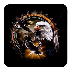 Eagle Dreamcatcher Art Bird Native American Square Glass Fridge Magnet (4 Pack)