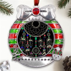 Dreamcatcher Magic Magical Metal X mas Ribbon With Red Crystal Round Ornament