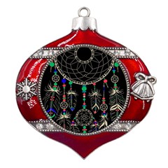 Dreamcatcher Magic Magical Metal Snowflake And Bell Red Ornament by uniart180623