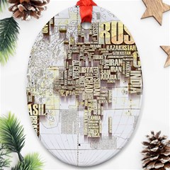 3d Typography World Map Ornament (oval) by uniart180623