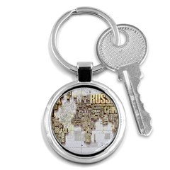 3d Typography World Map Key Chain (round) by uniart180623