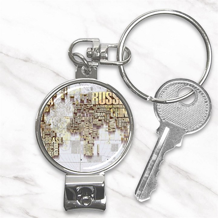 3d Typography World Map Nail Clippers Key Chain