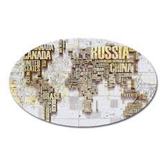 3d Typography World Map Oval Magnet by uniart180623