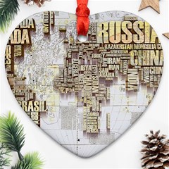 3d Typography World Map Heart Ornament (two Sides) by uniart180623