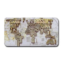 3d Typography World Map Medium Bar Mat by uniart180623