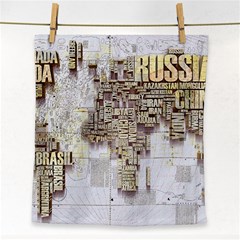 3d Typography World Map Face Towel by uniart180623