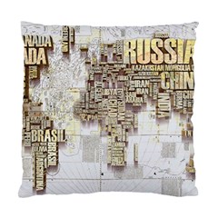 3d Typography World Map Standard Cushion Case (one Side) by uniart180623