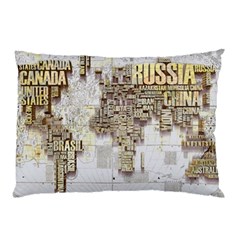 3d Typography World Map Pillow Case by uniart180623