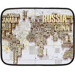 3d Typography World Map Fleece Blanket (mini) by uniart180623