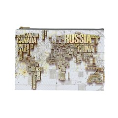 3d Typography World Map Cosmetic Bag (large) by uniart180623