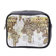 3d Typography World Map Mini Toiletries Bag (two Sides) by uniart180623