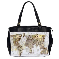 3d Typography World Map Oversize Office Handbag (2 Sides) by uniart180623