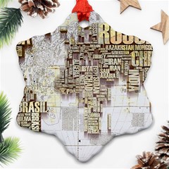 3d Typography World Map Ornament (snowflake) by uniart180623