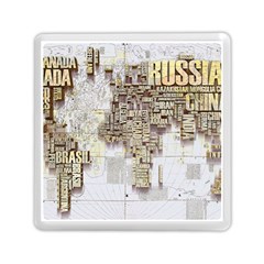 3d Typography World Map Memory Card Reader (square) by uniart180623