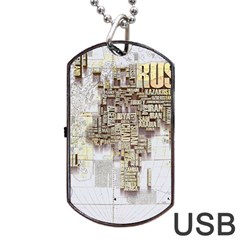 3d Typography World Map Dog Tag Usb Flash (two Sides) by uniart180623