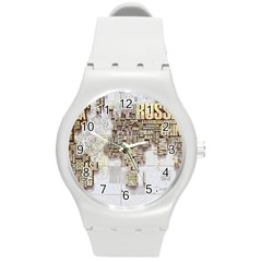 3d Typography World Map Round Plastic Sport Watch (m) by uniart180623