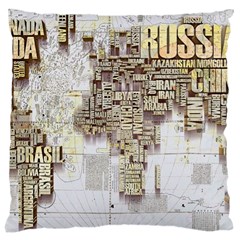 3d Typography World Map Large Cushion Case (two Sides) by uniart180623