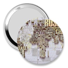 3d Typography World Map 3  Handbag Mirrors by uniart180623