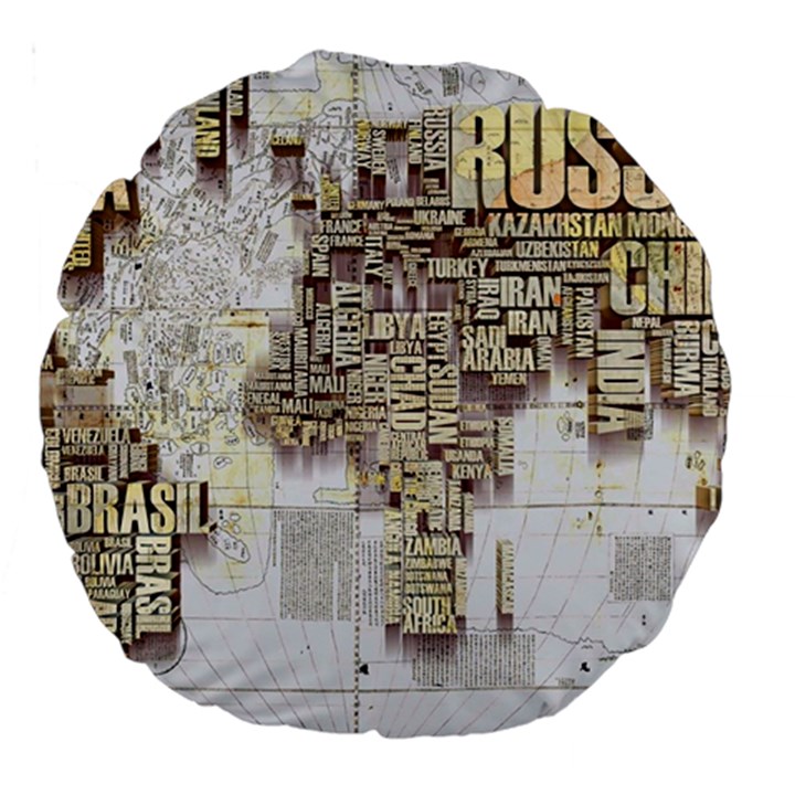 3d Typography World Map Large 18  Premium Round Cushions