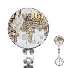 3d Typography World Map Stainless Steel Nurses Watch by uniart180623