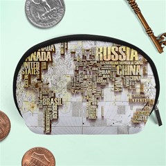 3d Typography World Map Accessory Pouch (large) by uniart180623