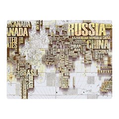 3d Typography World Map Two Sides Premium Plush Fleece Blanket (mini) by uniart180623