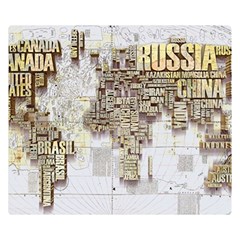 3d Typography World Map Two Sides Premium Plush Fleece Blanket (small) by uniart180623