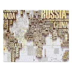 3d Typography World Map Two Sides Premium Plush Fleece Blanket (large) by uniart180623