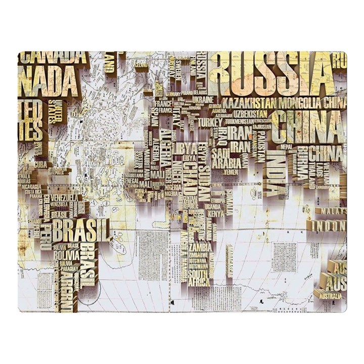 3d Typography World Map Two Sides Premium Plush Fleece Blanket (Large)