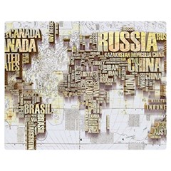 3d Typography World Map Premium Plush Fleece Blanket (medium) by uniart180623