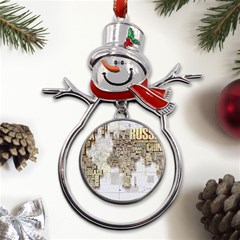 3d Typography World Map Metal Snowman Ornament by uniart180623