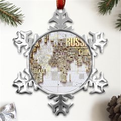 3d Typography World Map Metal Small Snowflake Ornament by uniart180623