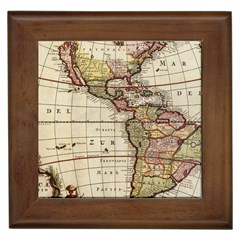 Vintage World Map Old  Globe Antique America Framed Tile by uniart180623