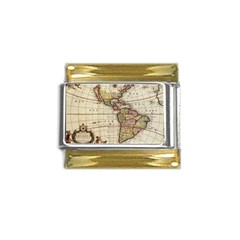 Vintage World Map Old  Globe Antique America Gold Trim Italian Charm (9mm) by uniart180623