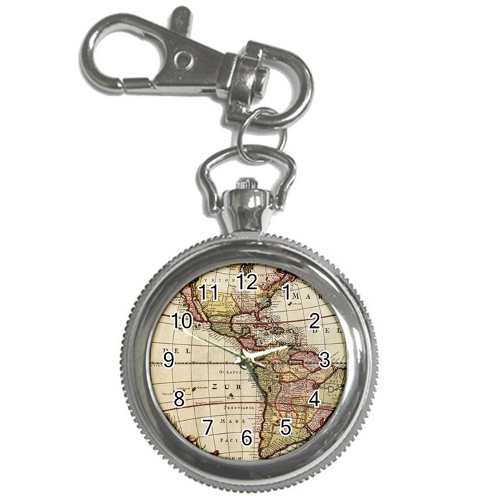 Vintage World Map Old  Globe Antique America Key Chain Watches