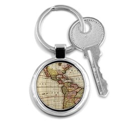 Vintage World Map Old  Globe Antique America Key Chain (round) by uniart180623