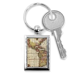 Vintage World Map Old  Globe Antique America Key Chain (rectangle) by uniart180623